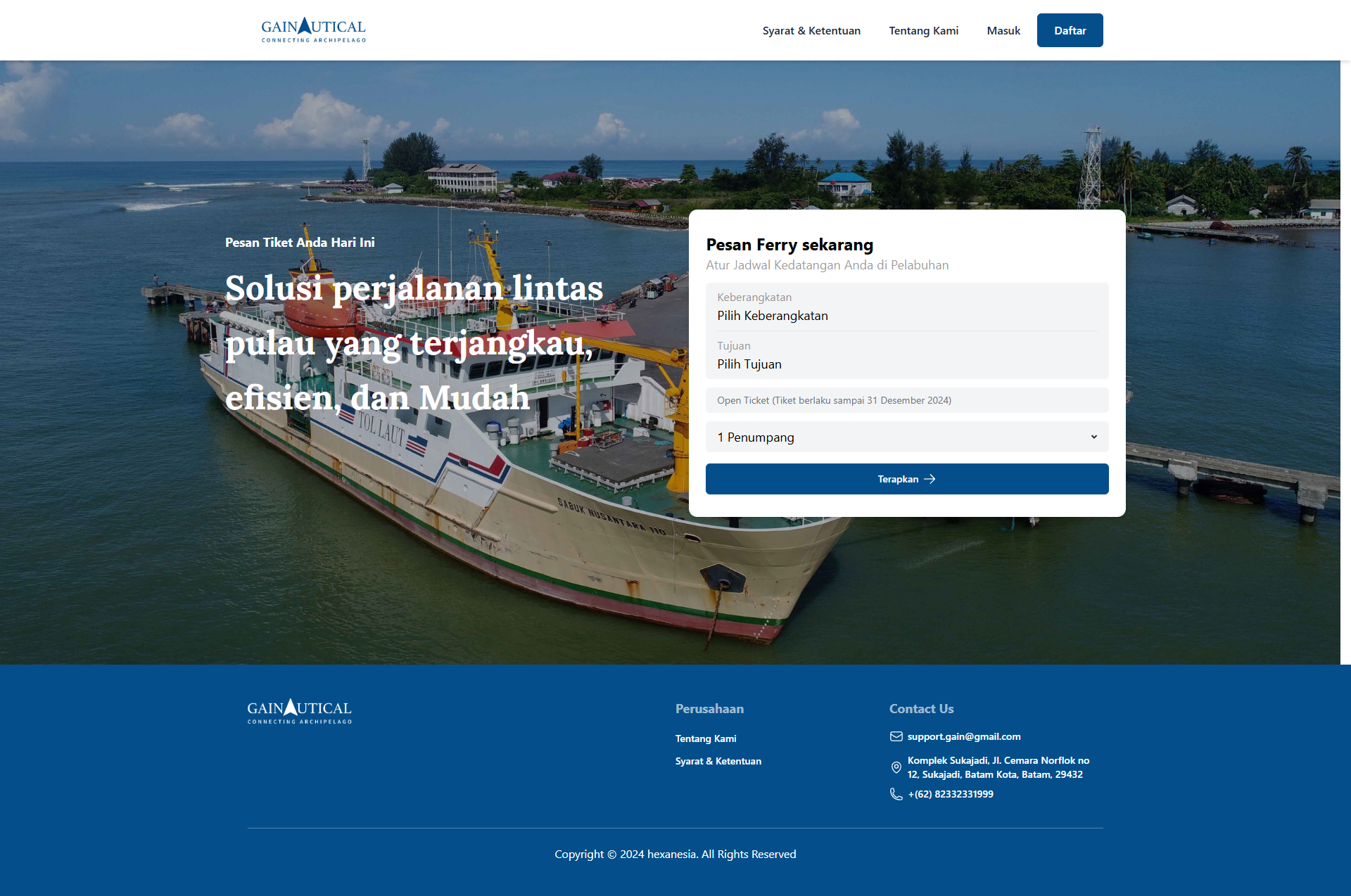 gainautical.com: An online ferry ticket booking